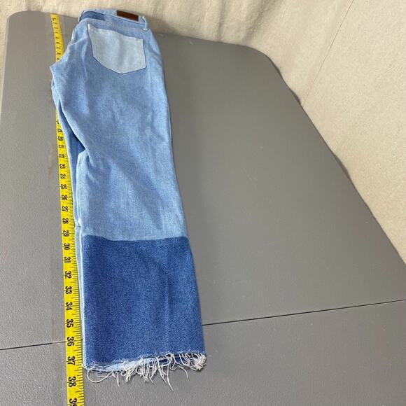 Hollister Womens Patchwork Jeans Size 27 x 27 Boho Hippie Straight Leg High Rise - Picture 11 of 12